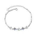 Moissanite Sterling Silver Clover Bracelet