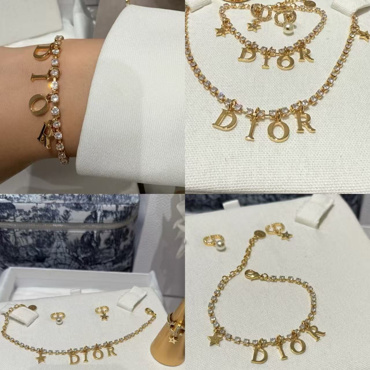 Dior Diamond Star Necklace Bracelet