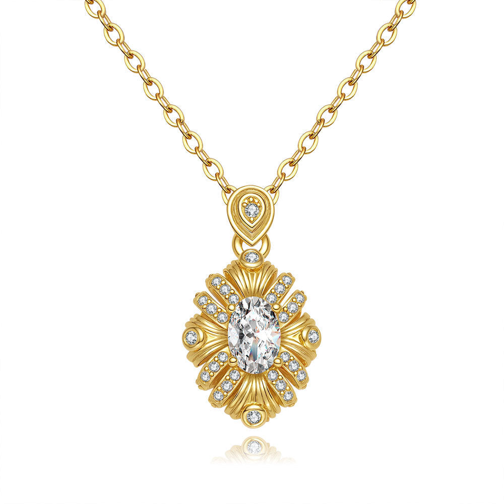 Sparkling Moissanite Sunflower Pendant Necklace