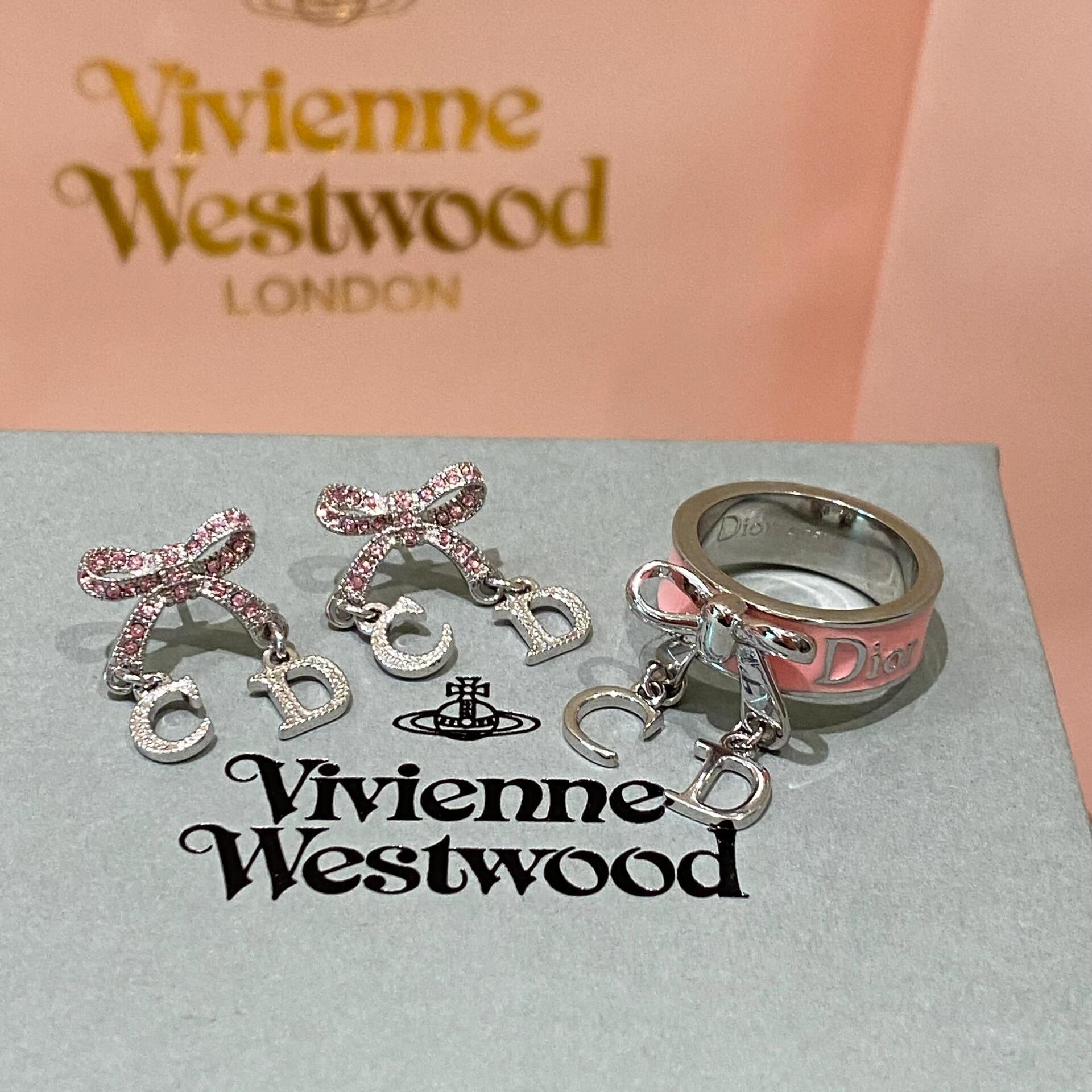 Dior Pink Ring Earrings