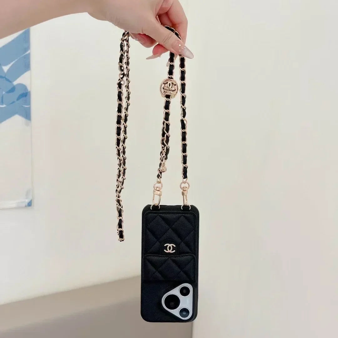 Chanel Leather Phone Case with Chain