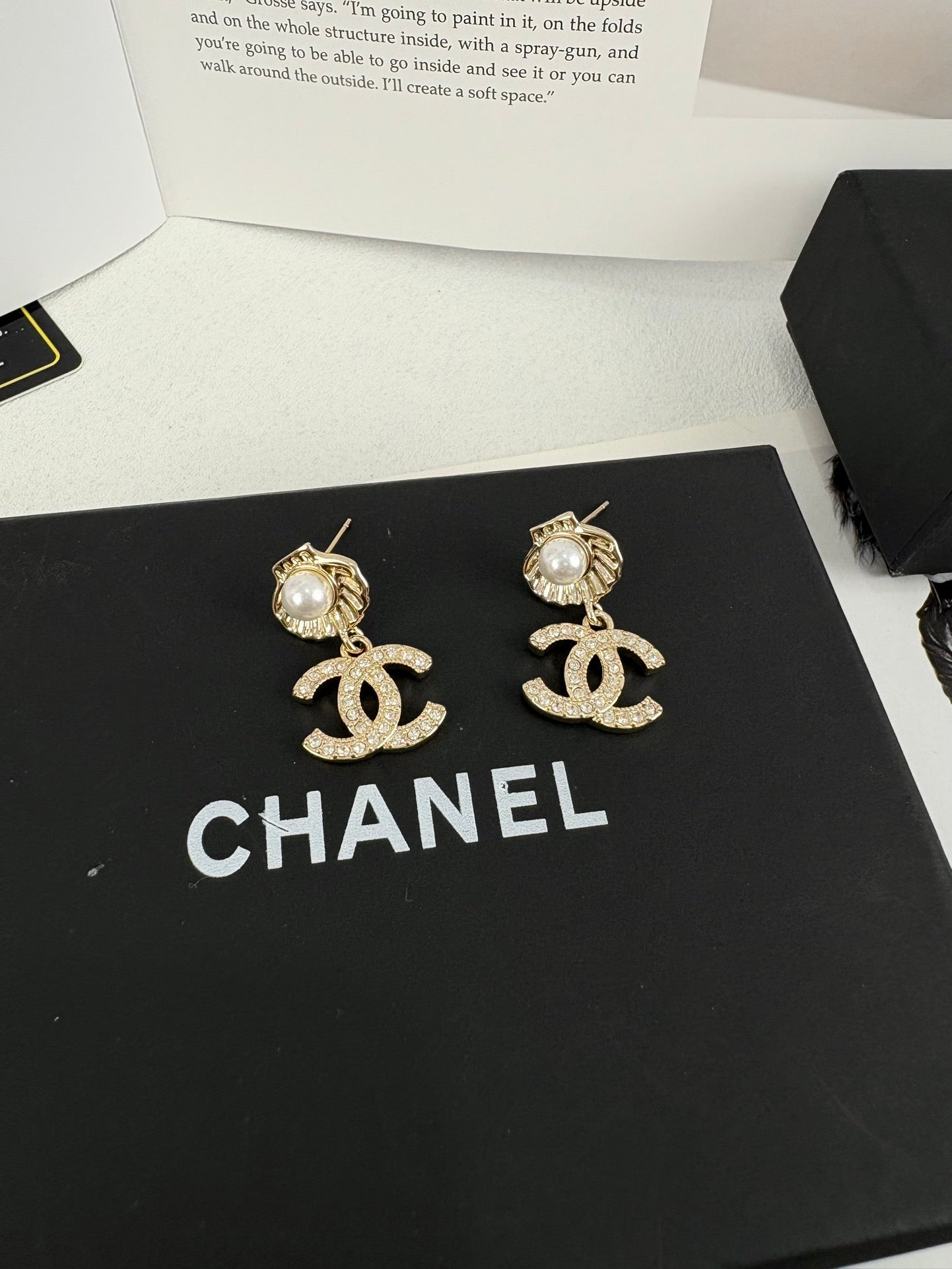 Chanel Shell Gold Earrings