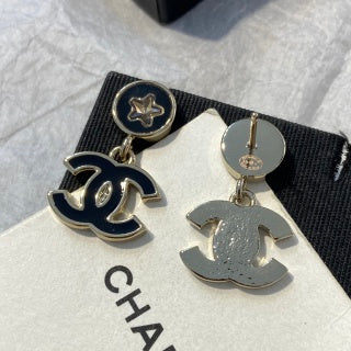 Chanel Black Enamel Earrings